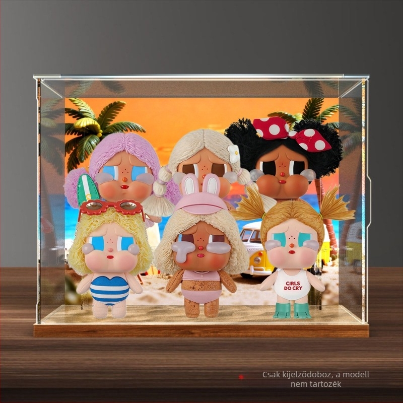 Akril tároló- és kiállító doboz fedéllel vinyl plüss medálokhoz a Crybaby Vacation Mode On sorozatból