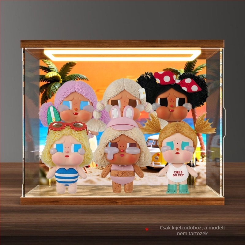 Akril tároló- és kiállító doboz fedéllel vinyl plüss medálokhoz a Crybaby Vacation Mode On sorozatból