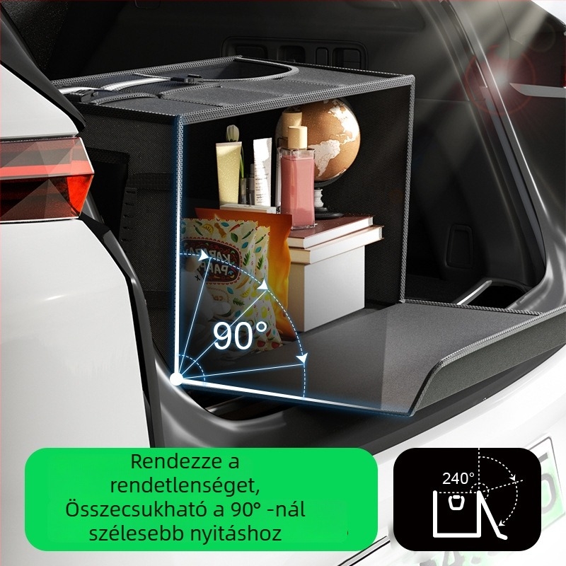 Összecsukható 72L autóhátfal tároló doboz – vízálló textil szervező, fogantyúval