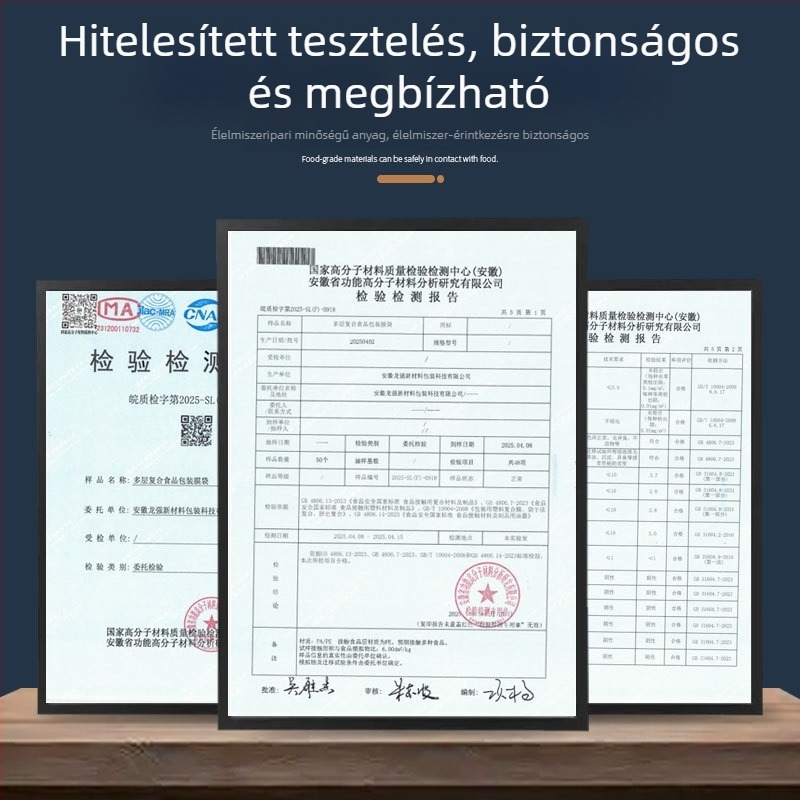 PA élelmiszer-minőségű tömítő tasak, háromoldali záródással, lyukálló, kereskedelmi gépekhez
