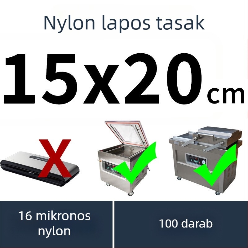 PA élelmiszer-minőségű tömítő tasak, háromoldali záródással, lyukálló, kereskedelmi gépekhez