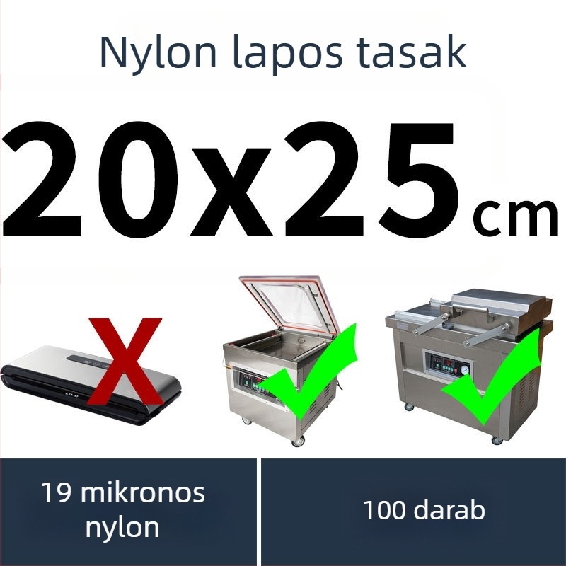 PA élelmiszer-minőségű tömítő tasak, háromoldali záródással, lyukálló, kereskedelmi gépekhez
