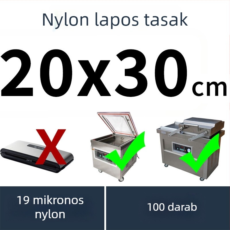 PA élelmiszer-minőségű tömítő tasak, háromoldali záródással, lyukálló, kereskedelmi gépekhez