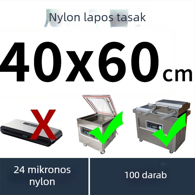 PA élelmiszer-minőségű tömítő tasak, háromoldali záródással, lyukálló, kereskedelmi gépekhez