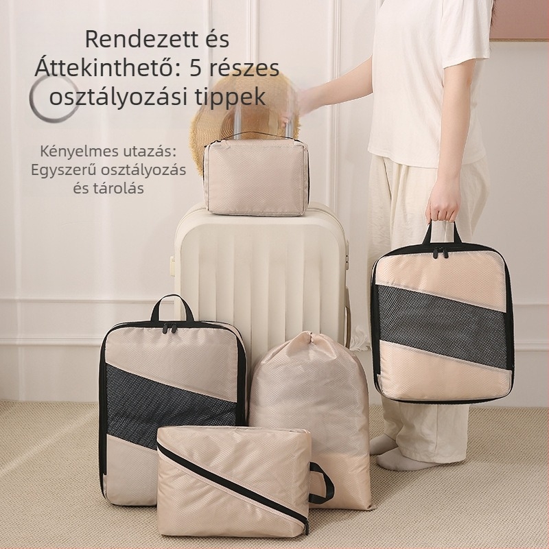 Öt részes utazási ruharendező készlet, hordozható porálló tárolózsákok