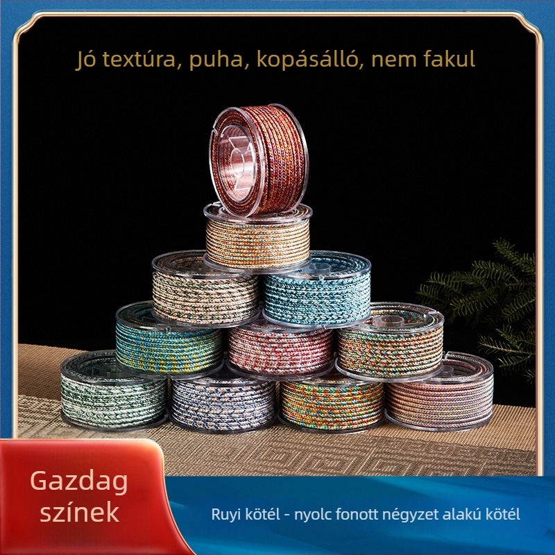 3 mm-es kézzel szőtt nejlon nyaklánc-zsinór, színes, piros DIY projektekhez