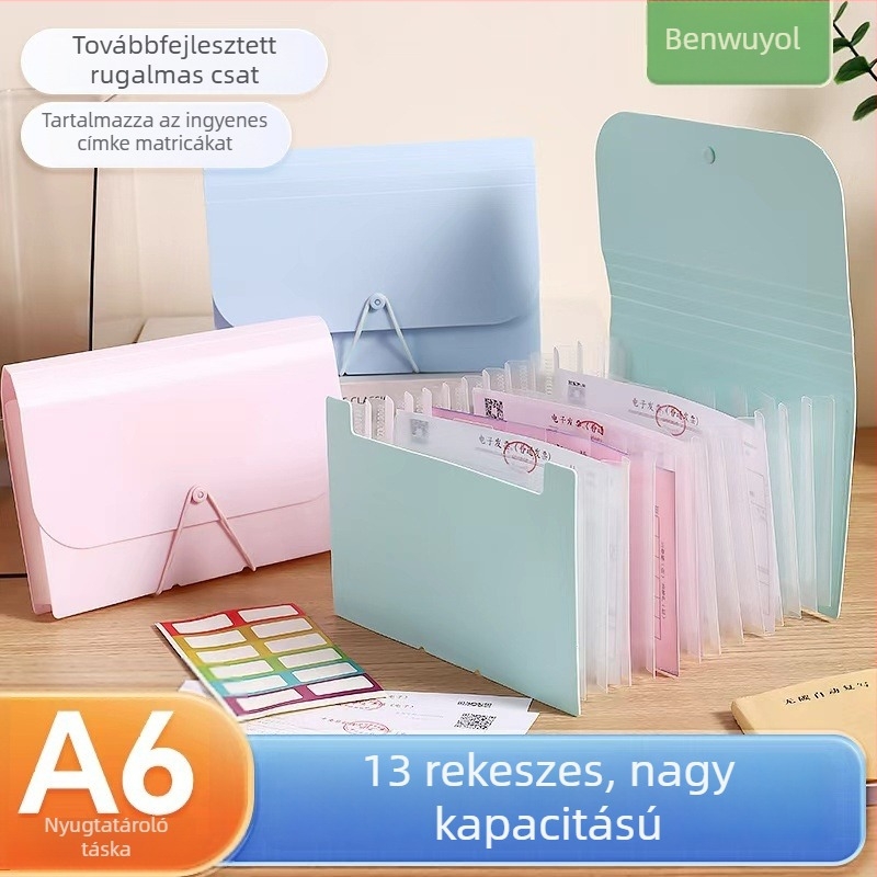A6-os többrétegű akordion mappa — mini dokumentumtároló és diáknapló szervező