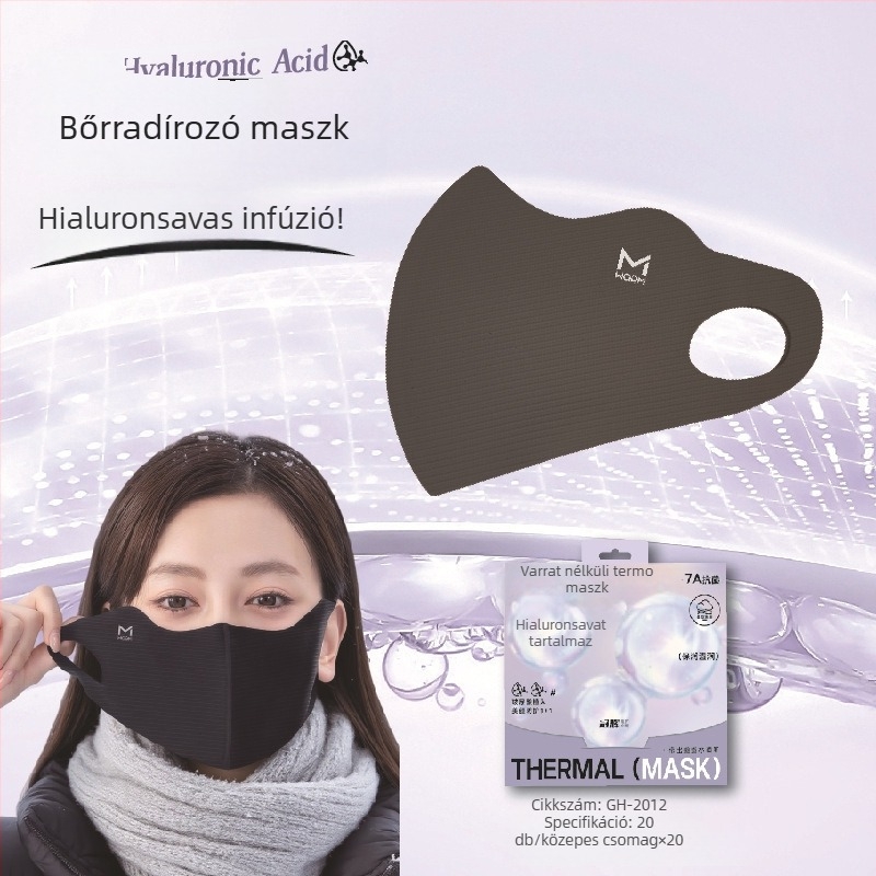 Őszi–téli hyaluronsavas arcpajzs porvédő és meleg, UV-védelem UPF50+, könnyű és lélegző, nőknek, optikailag karcsúsítja az arcot