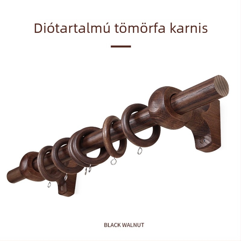 Tömörfa függönyrúd – hosszú, római stílusú rúd, nordikus felső- és oldalsó rögzítés, retro minimalist dizájn a hálószobába