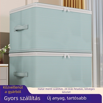  Nemszövött anyagból készült ruhatároló doboz kettős cipzárral, összecsukható, csíkos mintával és fedéllel, gardróbba tároláshoz, 5–10 L