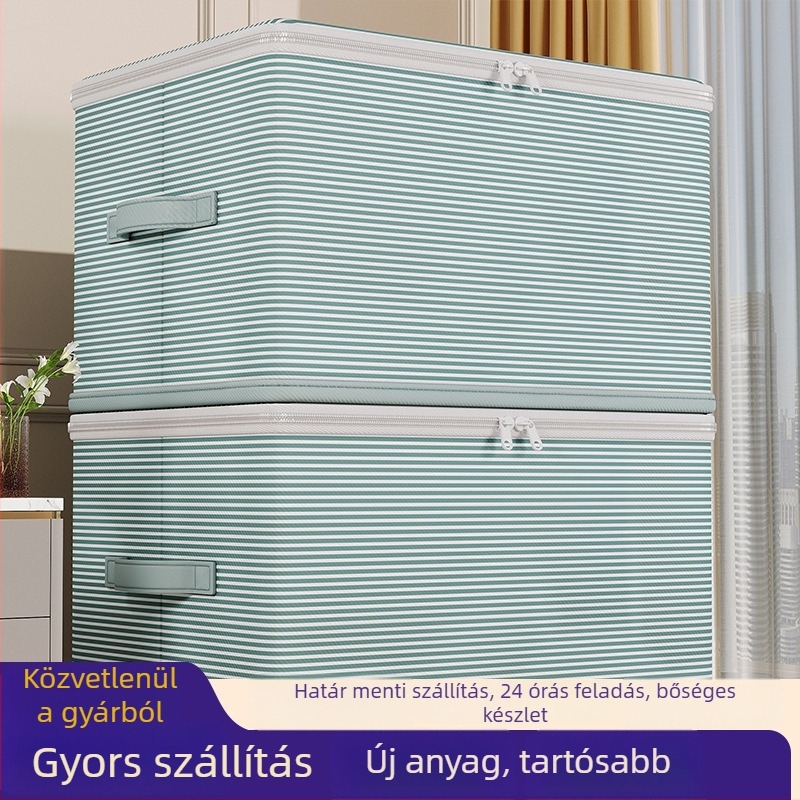  Nemszövött anyagból készült ruhatároló doboz kettős cipzárral, összecsukható, csíkos mintával és fedéllel, gardróbba tároláshoz, 5–10 L