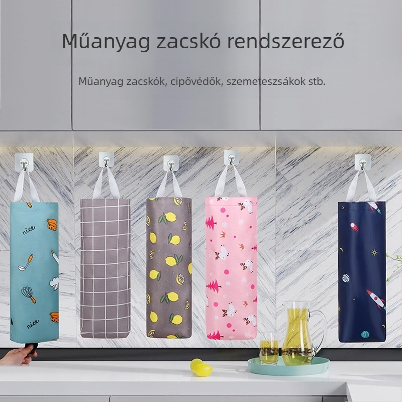 Konyhai textiltároló falra szerelhető szemeteszsákokhoz