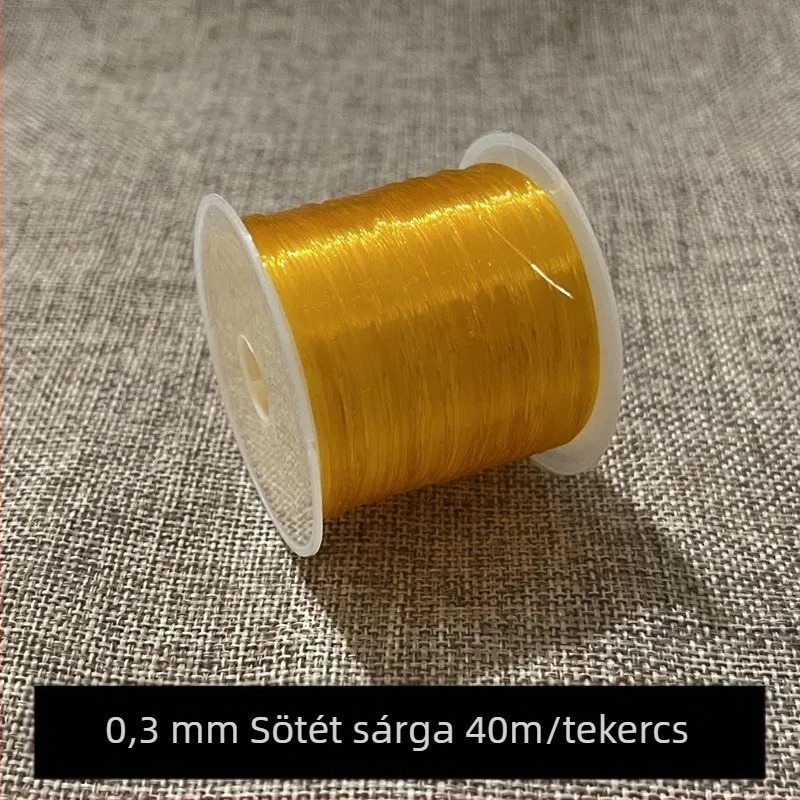 Átlátszó, nem-stretch kristályhorgász-zsinór kézzel készített gyöngyös gyűrűkhöz, sárga tekerőzsinór