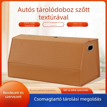 Bőr bevont csomagtartó tároló doboz, lehajtható fedéllel, összecsukható