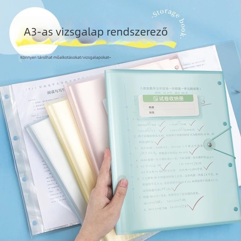 A3-as vizsgalap rendező, nagy kapacitású, többszintű PP tároló, Modell 010, 30 oldal, Kód Jx0013