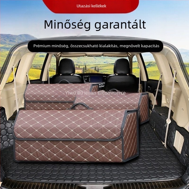 Autócsomagtartó tároló doboz, multifunkcionális autóorganizer PU-bőrhatású