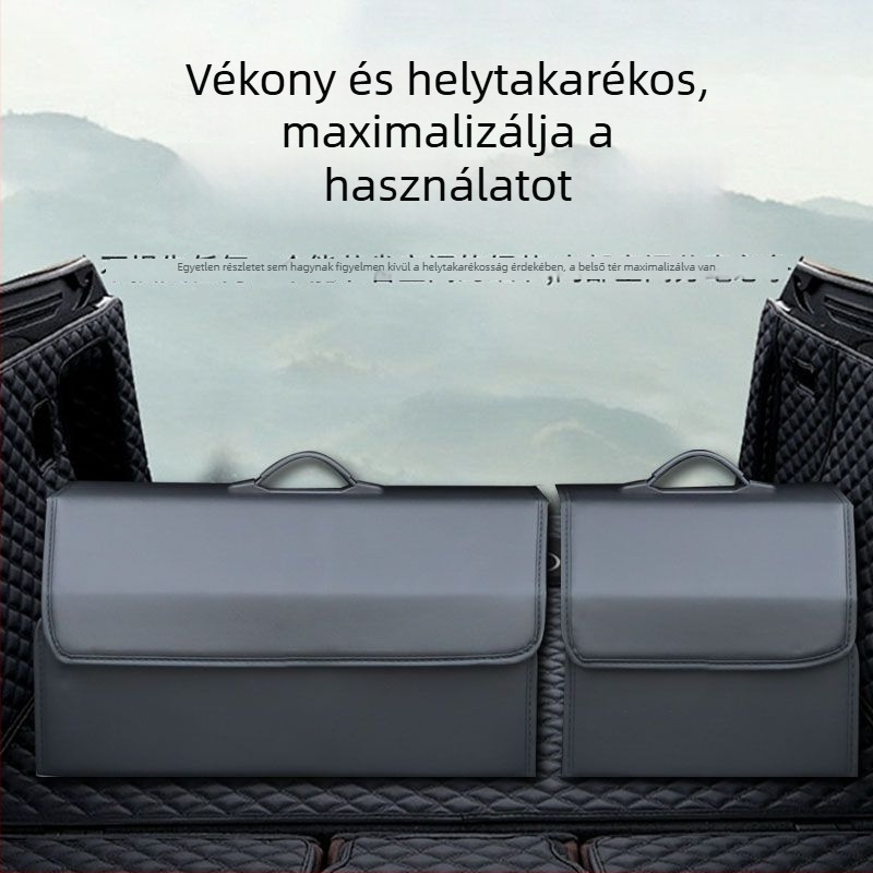 Autócsomagtartó tároló doboz, multifunkcionális autóorganizer PU-bőrhatású