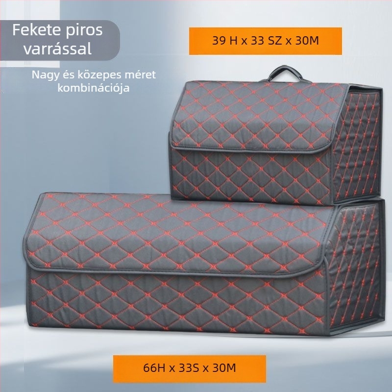 Autócsomagtartó tároló doboz, multifunkcionális autóorganizer PU-bőrhatású