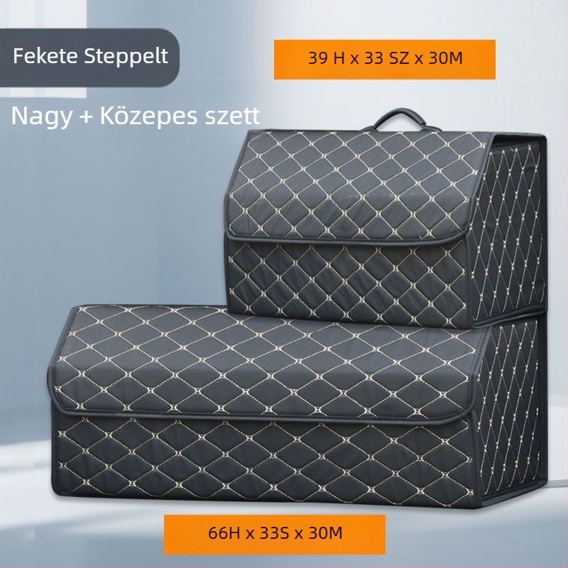Autócsomagtartó tároló doboz, multifunkcionális autóorganizer PU-bőrhatású
