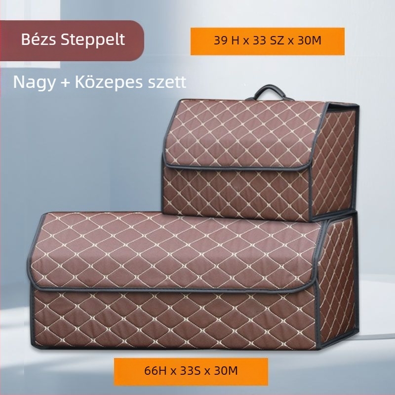 Autócsomagtartó tároló doboz, multifunkcionális autóorganizer PU-bőrhatású
