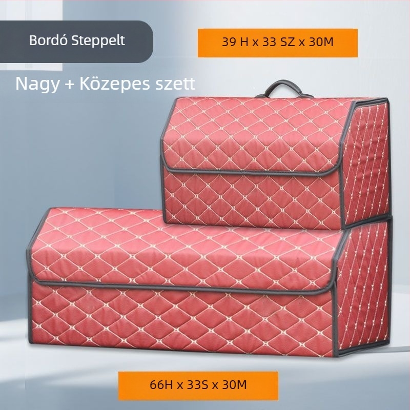Autócsomagtartó tároló doboz, multifunkcionális autóorganizer PU-bőrhatású
