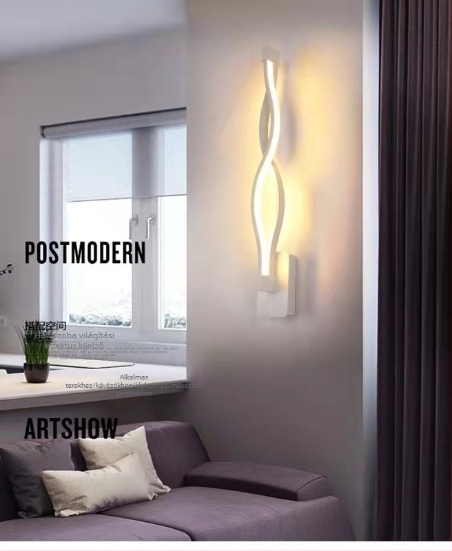 Egyszerű, modern LED fali lámpa kreatív hullám mintával, ideális hálószobába és folyosóra, beltéri alumínium kivitel.