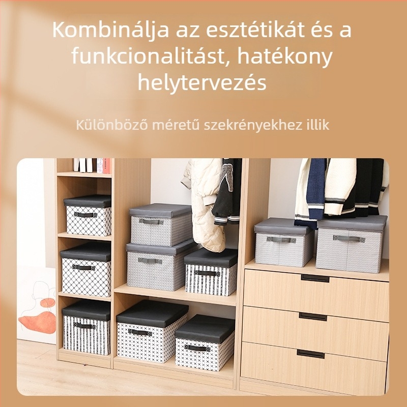 Összecsukható ruhatartó doboz fedővel – ruhák és fehérnemű rendező