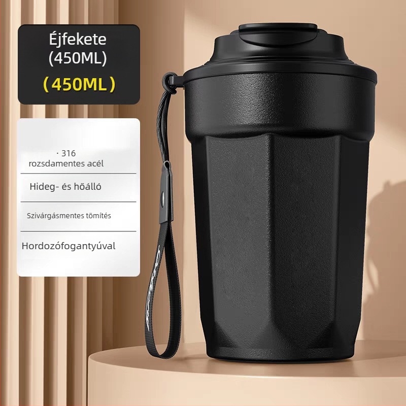 316 rozsdamentes acél nyolcszögletű kávés pohár vákuumos szigeteléssel, gravírozható – ideális ajándék házavatóra, születésnapra és egyéb alkalmakra.