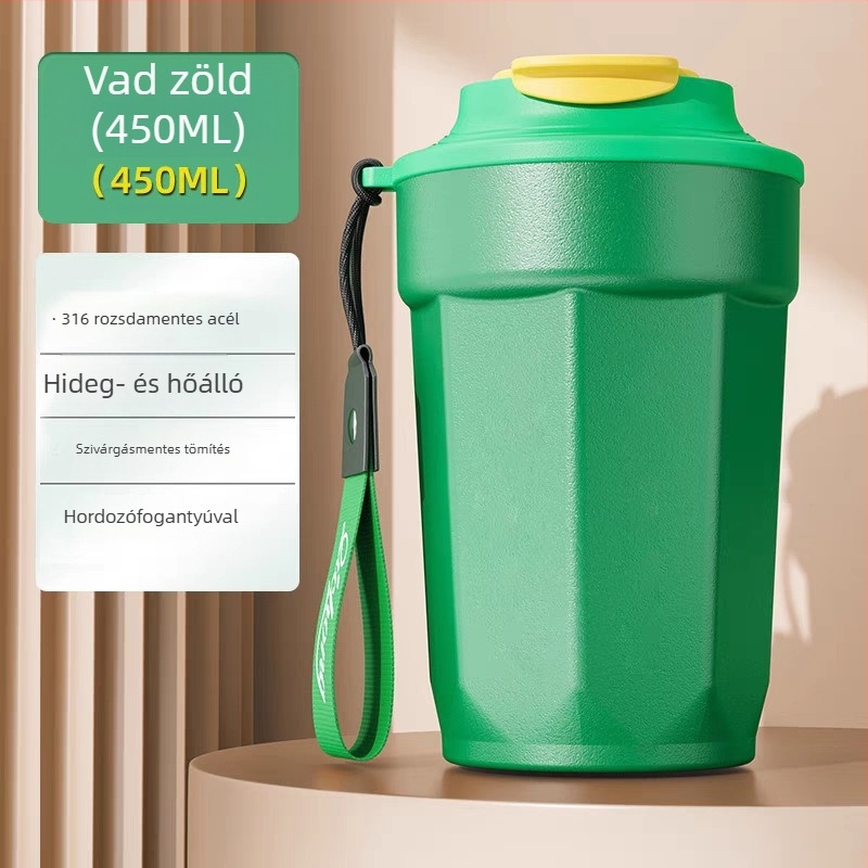 316 rozsdamentes acél nyolcszögletű kávés pohár vákuumos szigeteléssel, gravírozható – ideális ajándék házavatóra, születésnapra és egyéb alkalmakra.