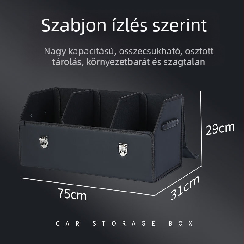 Bőr összecsukható tároló doboz autócsomagtartóhoz – univerzális rendező fogantyúval