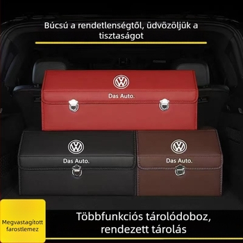 Bőr autócsomagtartó rendező, összecsukható fa panellel és elválasztóval