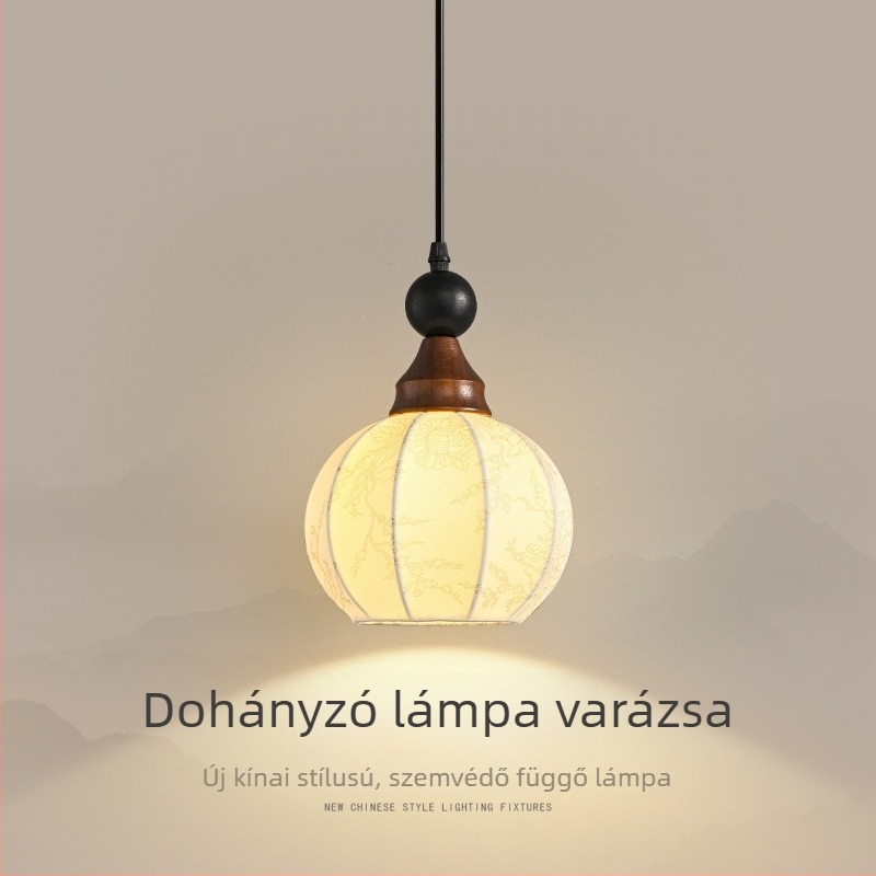 Új kínai stílusú hálószobai függőlámpa, Song-dinasztia esztétika, vintázs Zen stílus, nappali háttérfali világítás.