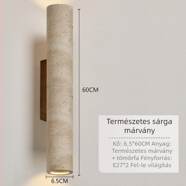 Wabi-sabi stílusú, természetes sárga barlangkő falikar étteremhez és szálláshelyhez; ideális a hálószoba ágytámla háttérként és a folyosóhoz, környezeti fény fel- és le.