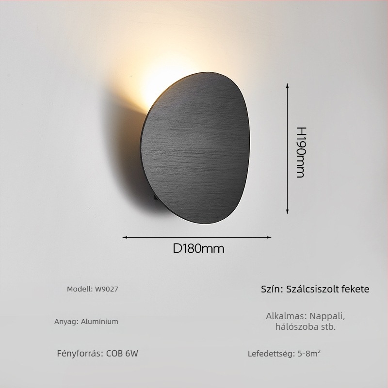 Skandináv hálószobai falilámpa, kör alakú minimalist dizájn, ideális nappaliba, TV-háttérhez, dolgozószobához