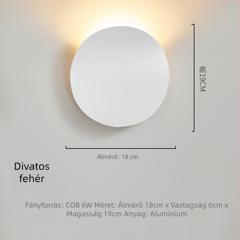 Skandináv hálószobai falilámpa, kör alakú minimalist dizájn, ideális nappaliba, TV-háttérhez, dolgozószobához
