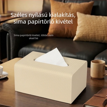 Bőrhatású zsepiadagoló doboz prémium megjelenéssel otthoni használatra, ideális nappalira, kávéasztalra és étkezőasztalra.