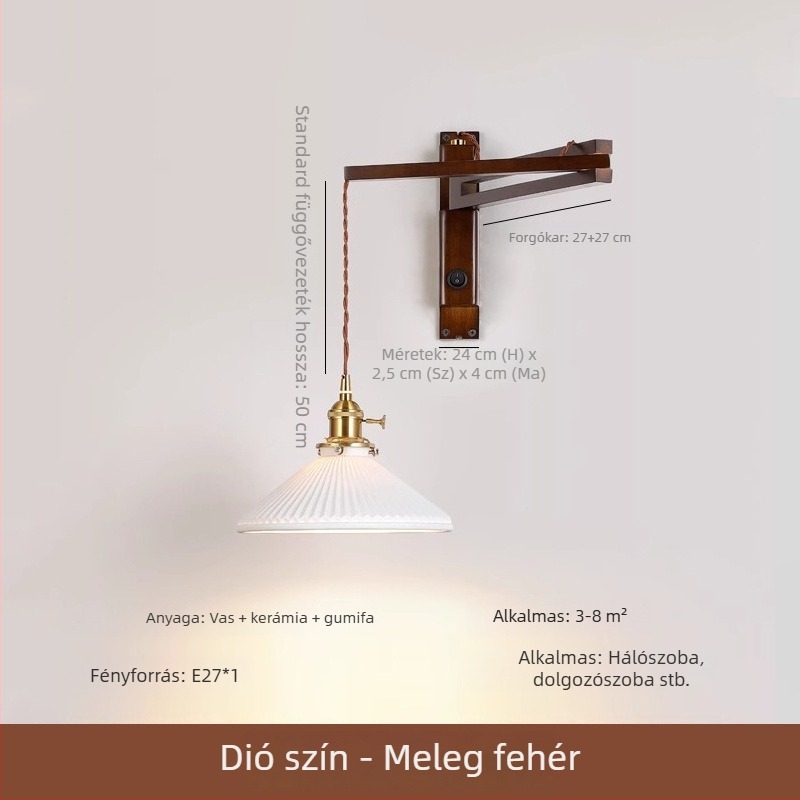 Hálószoba- és dolgozószobai falikar, összecsukható és állítható karral, LED, új kínai stílus