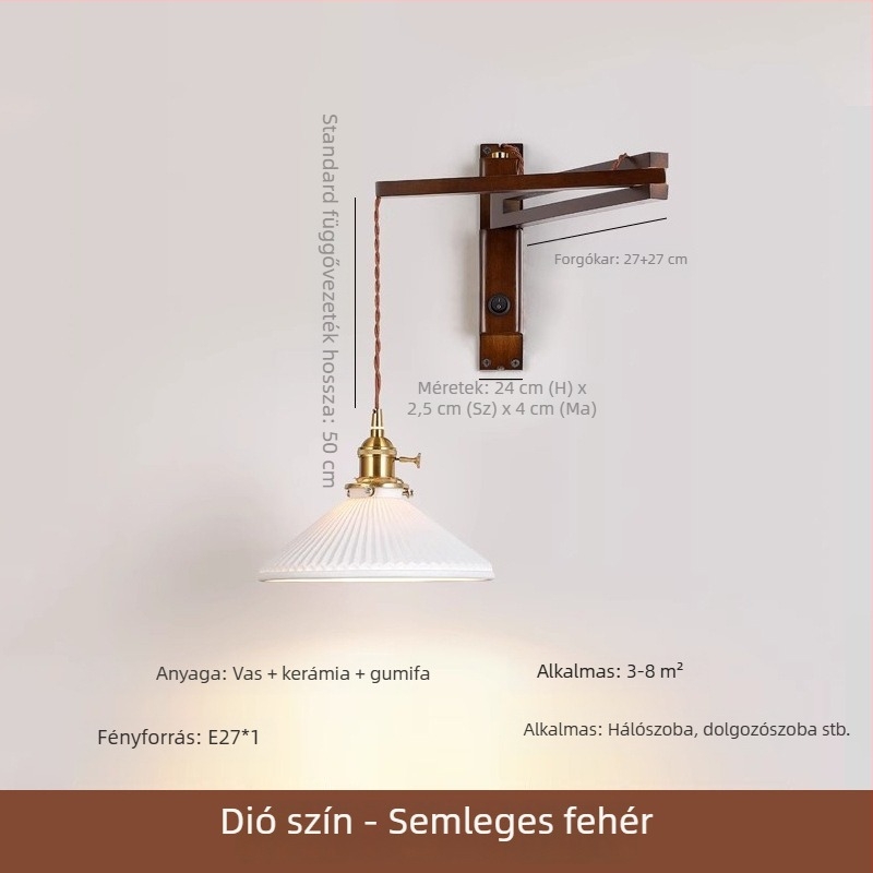 Hálószoba- és dolgozószobai falikar, összecsukható és állítható karral, LED, új kínai stílus