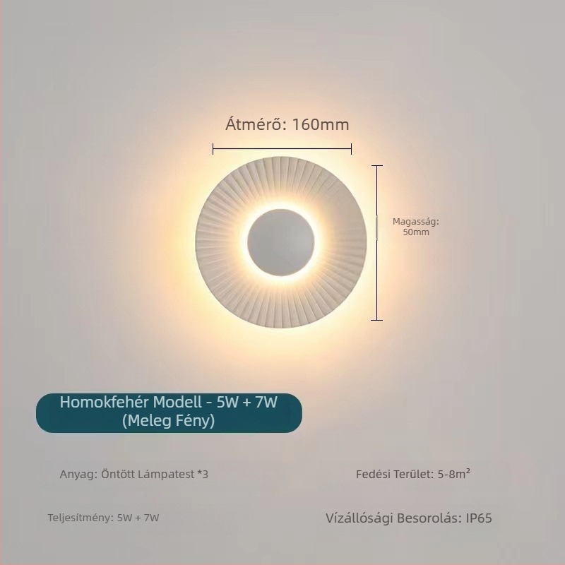 Krizantém alakú falikar beltéri és kültéri használatra, alumínium ház, IP65, 2 LED, 12W, 3000K/4000K/6000K