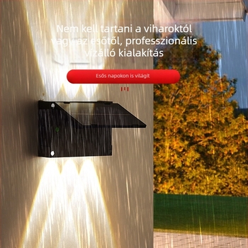 Napelemes kültéri falikar kerthez és bejárathoz, vízálló falikar, vezeték nélküli telepítés
