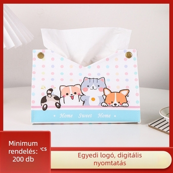 Bőr zsebkendő doboz – testreszabható karikatúra mintával, asztali tároló otthonra
