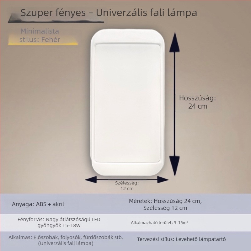 Oldalfali LED lámpa lépcsőházhoz és folyosóhoz, vízálló, letisztult minimalist design, bel- és kültéri használatra