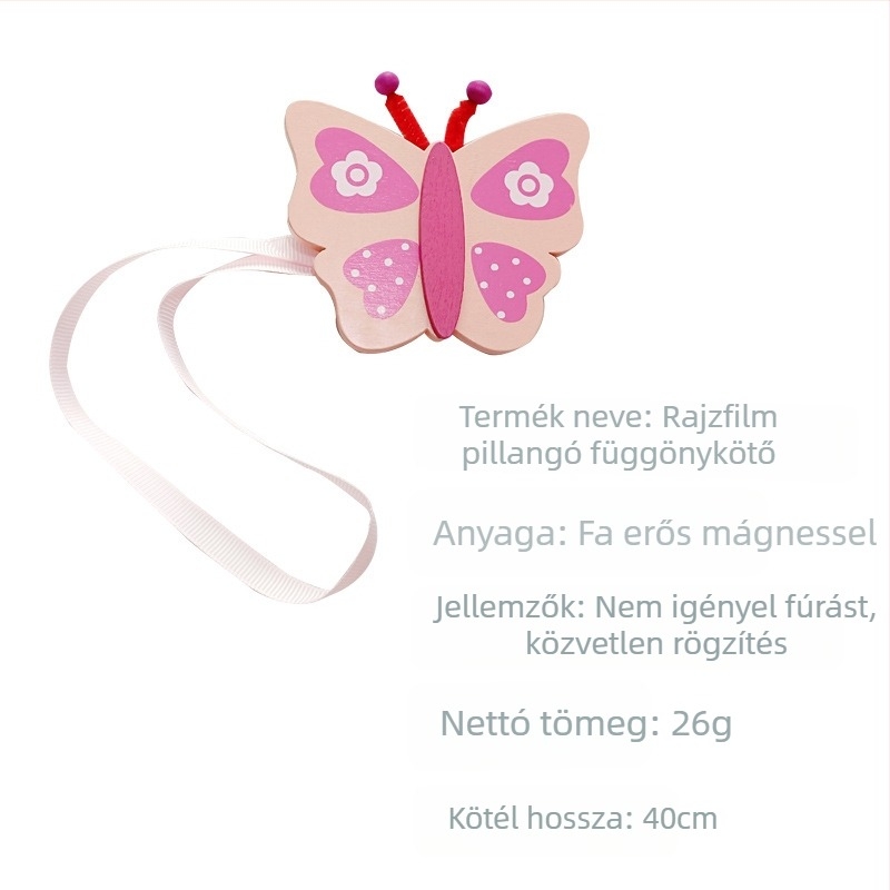 Gyerekeknek tervezett pillangó alakú mágneses függönyzsinór, minimalist design, fúrás nélkül