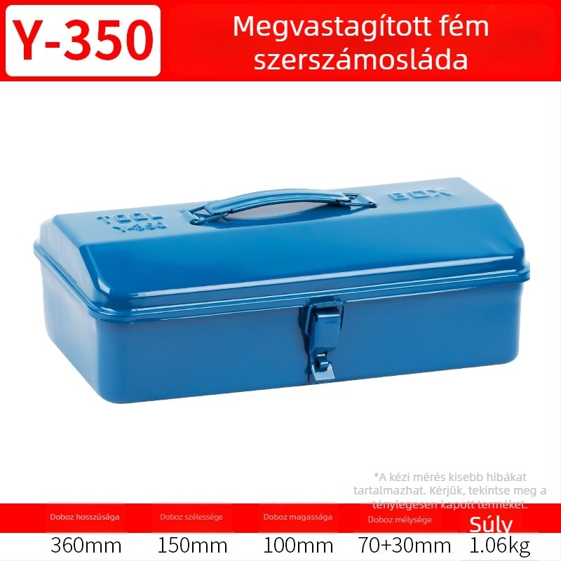 Fém szerszámtároló doboz, nagy méretű, megerősített, ipari minőségű tároló, többfunkciós háztartási és autójavítási használatra, rozsdamentes acél.