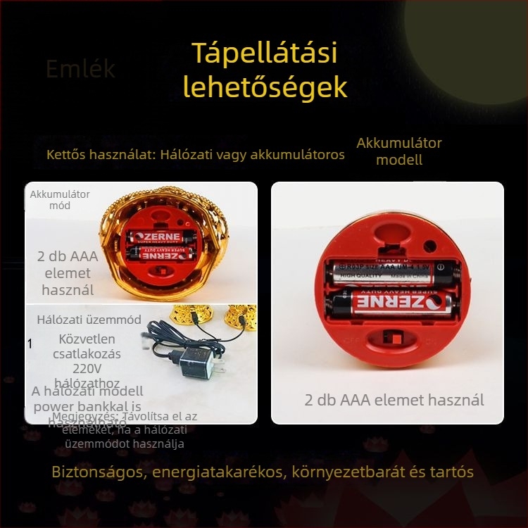 LED emlékkandela, füstmentes és környezetbarát, hosszú élettartamú hengeres lámpa, hálózati tápellátás vagy akkumulátoros üzem