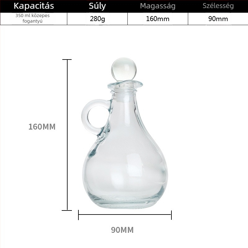 Around the Sea Átlátszó üveg olajtartó kanna gravírozott fogantyúval, olajhoz, főzőborhoz és szójaszószhoz