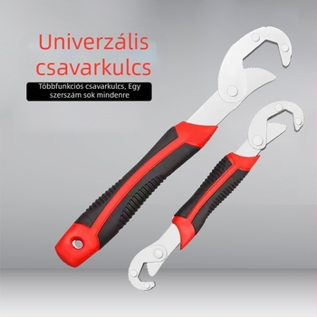 Állítható csőfogó, többfunkciós szerszám, nagy nyitású, recés fogak, univerzális eszköz