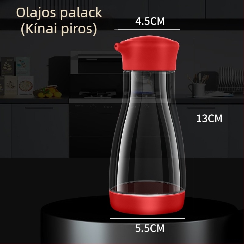 Üveg olajtartó adagolóval, szivárgásmentes, előre kimért adagolással – konyhai használatra (szójaszósz és ecet).