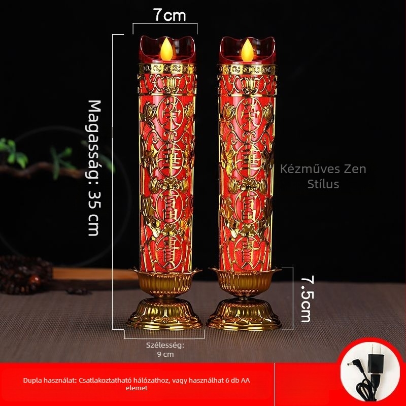 LED elektronikus gyertya lengő mozgással Buddha és a Gazdagság Istene tiszteletére