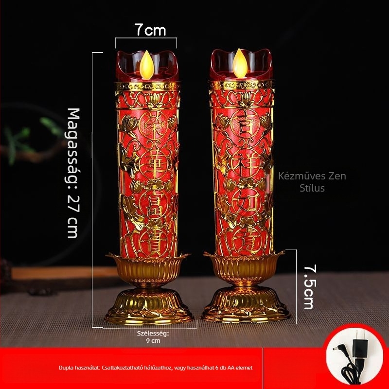 LED elektronikus gyertya lengő mozgással Buddha és a Gazdagság Istene tiszteletére